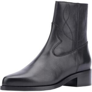 Aquatalia Gaetanna Boots Black Leather Cowboy Style Women's Size 10.5 NWOB